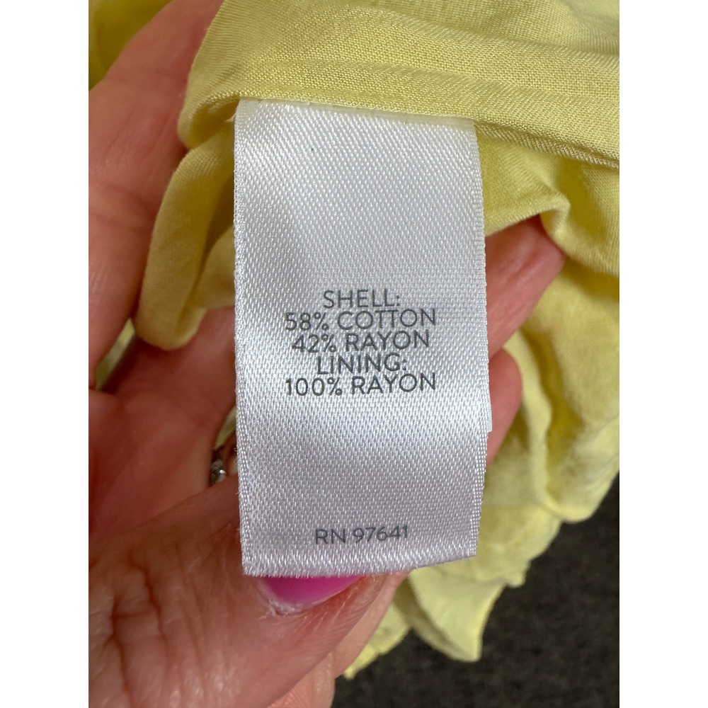 J. Jill Cotton Blend Textured Stripe Tiered Ruffle Midi Dress Modest Yellow L - Picture 8 of 9